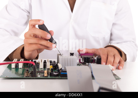 Happy and successful young computer engineer Stock Photo