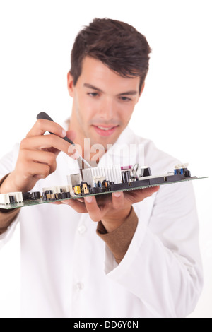Happy and successful young computer engineer Stock Photo
