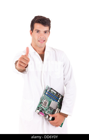 Happy and successful young computer engineer Stock Photo