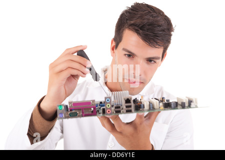 Happy and successful young computer engineer Stock Photo