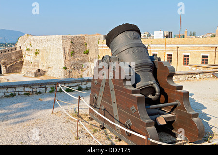 Old gun at the castle of Corfu island in Greece Stock Photo