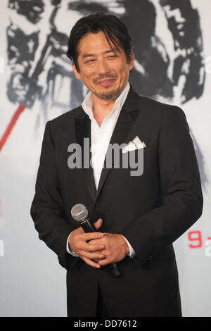 Tokyo, Japan. 28th Aug, 2013. Japanese actor Hiroyuki Sanada appears at the Japan Premiere for The Wolverine by James Mangold in the Roppongi Hills, Tokyo, Japan. Credit:  Yumeto Yamazaki/AFLO/Alamy Live News Stock Photo