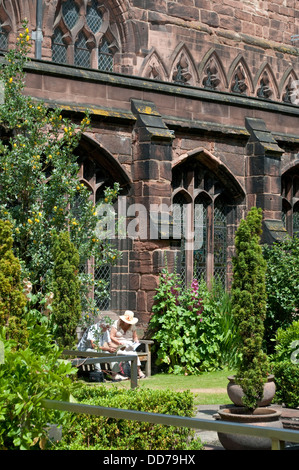Cloister courtyard, Chester Cathedral, Chester, UK Stock Photo
