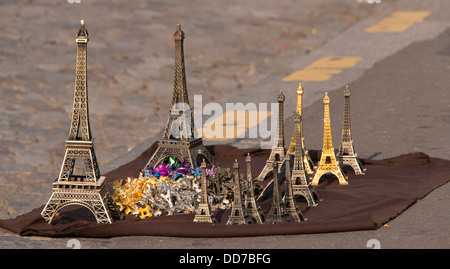 Eiffel Tower souvenirs of Paris on sale in Montmartre Stock Photo