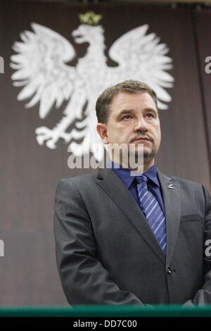 Gdansk, Poland 28th, August 2013 Solidarity Union chairman Piotr Duda (pictured) takes part in the Solidarity Union congress in Gdansk Shipyard in the historical BHP hall. Credit:  Michal Fludra/Alamy Live News Stock Photo