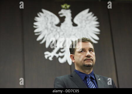 Gdansk, Poland 28th, August 2013 Solidarity Union chairman Piotr Duda (pictured) takes part in the Solidarity Union congress in Gdansk Shipyard in the historical BHP hall. Credit:  Michal Fludra/Alamy Live News Stock Photo