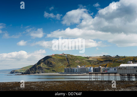 UK, Wales, Ceredigion, Aberystwyth, Constitution Hill above the promenade Stock Photo