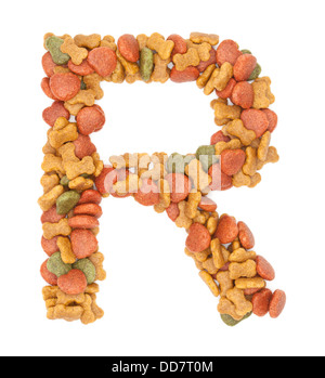 R dog food alphabet on white background Stock Photo