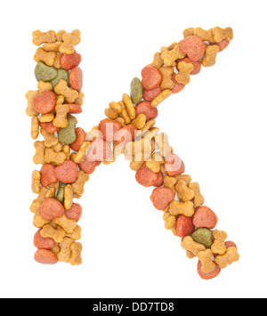 K dog food alphabet on white background Stock Photo