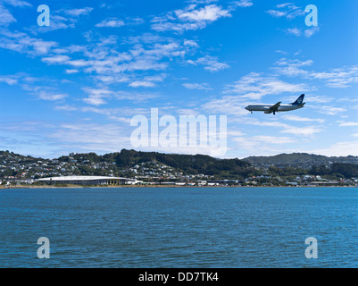 dh Evans Bay WELLINGTON NEW ZEALAND Air New Zealand Boeing 737-33A passenger plane arriving Wellington Airport aeroplane harbour airplane