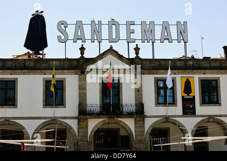 Port Wines and their makers under Terracotta roofs adjacent to the Douro River Sandeman Vintage Cellars,Porto,Oporto,Portugal Stock Photo