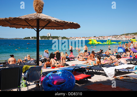 Crowded beach in Vodice Croatia Stock Photo