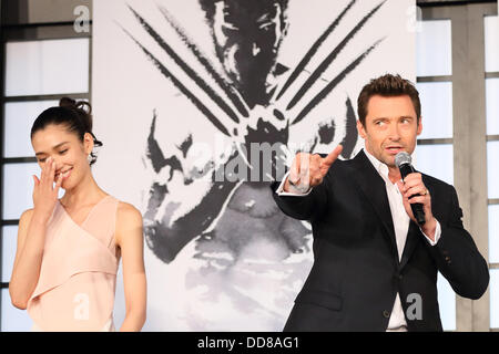 Tao Okamoto, Hugh Jackman, Aug 28, 2013 : Actor Hugh Jackman, actress Tao Okamoto attend 'The Wolverine' Japan Premiere at the Roppongi Hills on August 28, 2013 in Tokyo, Japan Stock Photo