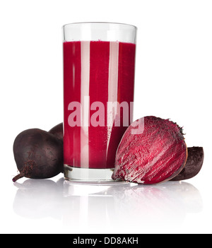 A glass of fresh beet vegetable juice isolated on white background Stock Photo