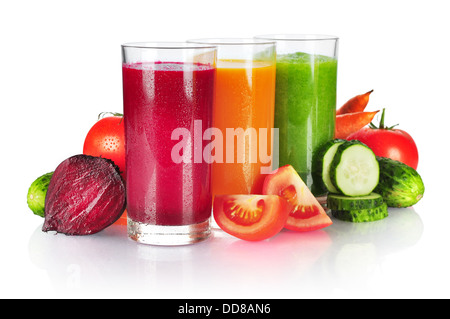 Fresh vegetable smoothie isolated on white background Stock Photo
