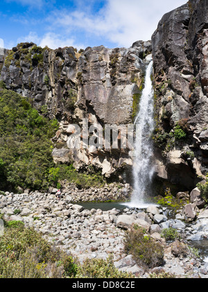dh Tongariro national park TARANAKI FALLS NEW ZEALAND Hiker look at Wairere stream waterfall hike sight seeing