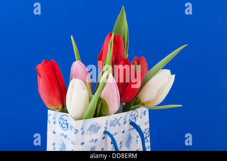 Dutch souvenir bag with tulips Stock Photo