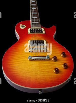 Cherry sunburst coloured electric guitar Stock Photo