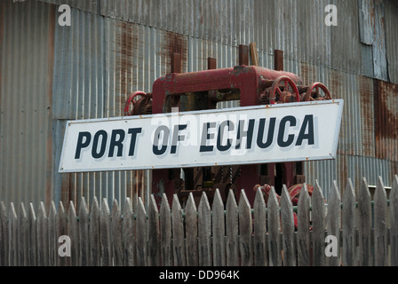 Port of Echuca sign Stock Photo