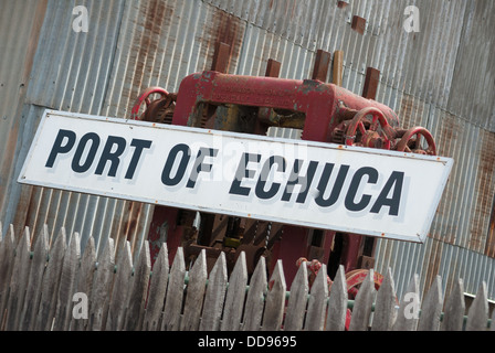 Port of Echuca sign Stock Photo