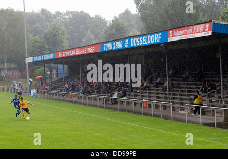 An Der Feuerbach Street stadium home of TuRU 1880 Dusseldorf football club (blue shirts) Stock Photo