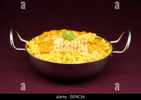 Chicken korma a mild sweet indian curry popular with people who are not used to spicy hot eastern food Stock Photo