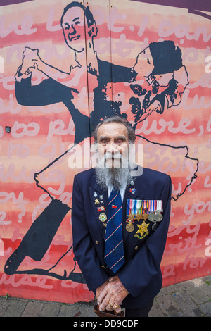 England, Lancashire, Blackpool, Local Elderly Man Wearing War Medals Stock Photo