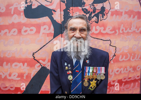 England, Lancashire, Blackpool, Local Elderly Man Wearing War Medals Stock Photo