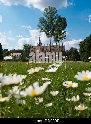 The New Castle at Muskauer Park (Park Muzakowski) is pictured in Bad Muskau, Germany, 29 August 2013. The reconstruction of the New Castle has been completed after 18 years of work. Photo: PATRICK PLEUL Stock Photo