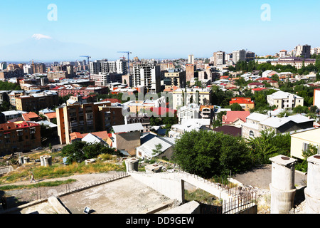 Yerevan city view from altitude. Stock Photo