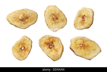 Dried banana slice isolated on white background Stock Photo