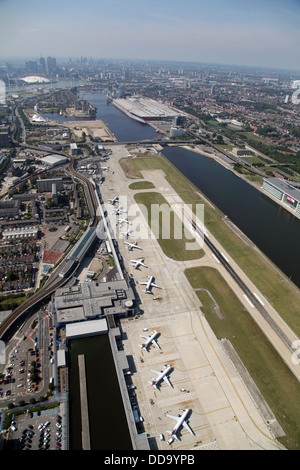 aerial view of London City Airport, London E16 Stock Photo