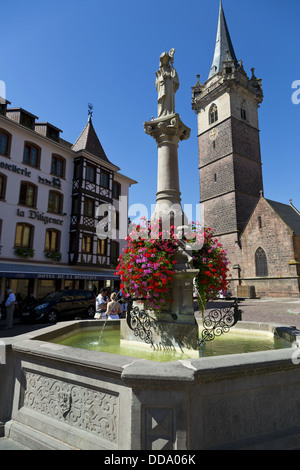 The Kappelturm (Chapel Tower) next to the City Hall in Obernai in the Alsace, France Stock Photo