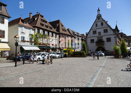 The Marketplace in Obernai in the Alsace, France Stock Photo