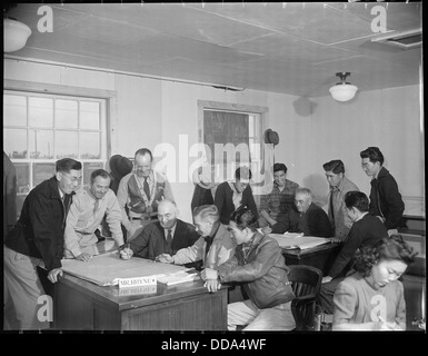 Rohwer Relocation Center, McGehee, Arkansas. The engineering staff at this relocation center. - - 538975 Stock Photo