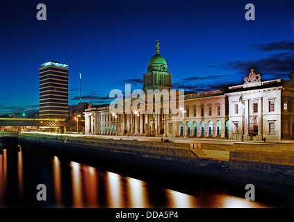 Landmarks of Dublin, Ireland : The Custom House, Liberty Hall and the Spire of Dublin between them. Stock Photo