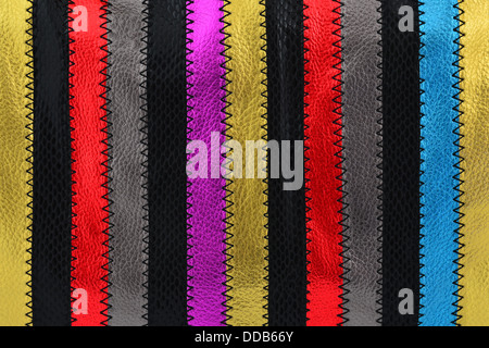 Bright background from strips of leather. six colors. Stock Photo