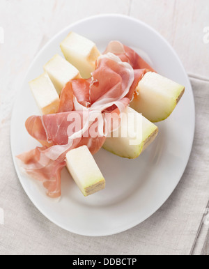 Melon with parma ham Stock Photo