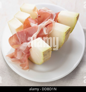 Melon with parma ham Stock Photo