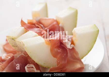 Melon with parma ham Stock Photo