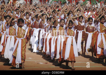 Panjim Goa, India: girls in traditional clothes dancing during the ...