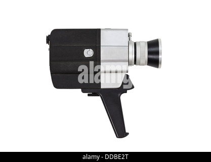 Vintage super 8 film camera with all text and markings removed, isolated with clipping path. Stock Photo
