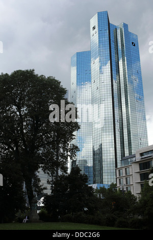 The Deutsche Bank head office skyscrapers in Frankfurt-am-Main, Germany. Stock Photo