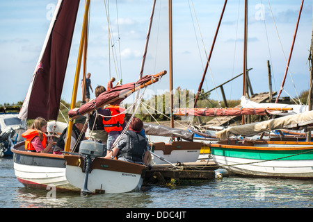 A family prepares for a day sailing. Stock Photo