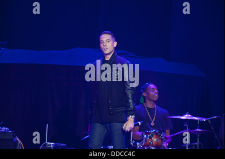 SACRAMENTO, CA - AUGUST 28: Rapper Gerald Earl Gillum aka G-Eazy performs in concert as part of America's Most Wanted Tour at Sleep Train Arena on Aug Stock Photo