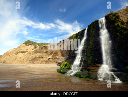 Alamere Falls waterfall tidefall wildcat beach point reyes national seashore marin headlands california pacific ocean Stock Photo