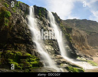 Alamere Falls waterfall tidefall wildcat beach point reyes national seashore marin headlands california pacific ocean Stock Photo