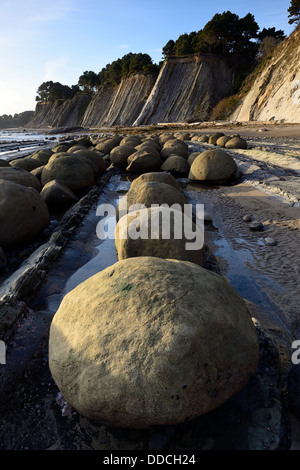 Round egg shaped boulders at Bowling Ball Beach Schooner Gulch Point Arena California USA pacific coast ocean Stock Photo