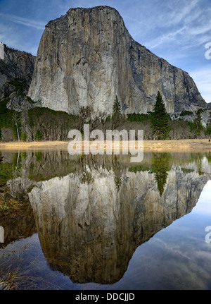 El Capitan reflection reflect reflected in Merced river Yosemite Valley National Park California USA