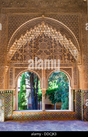 Mirador de Daraxa, in Ajimeces hall, Palace of the Lions, Nazaries palaces, Alhambra, Granada Andalusia, Spain Stock Photo